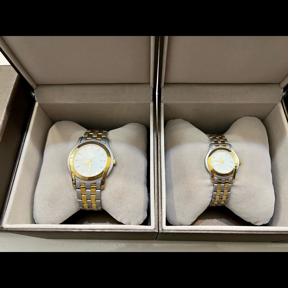 SOLD 💯% Authentic Gucci His and Hers two-toned watches